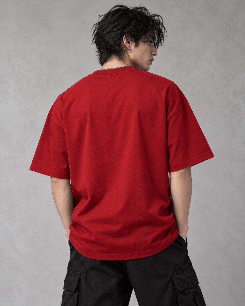 Crimson Sun Ronin Warrior Red Oversized T-Shirt - Haubett India product image