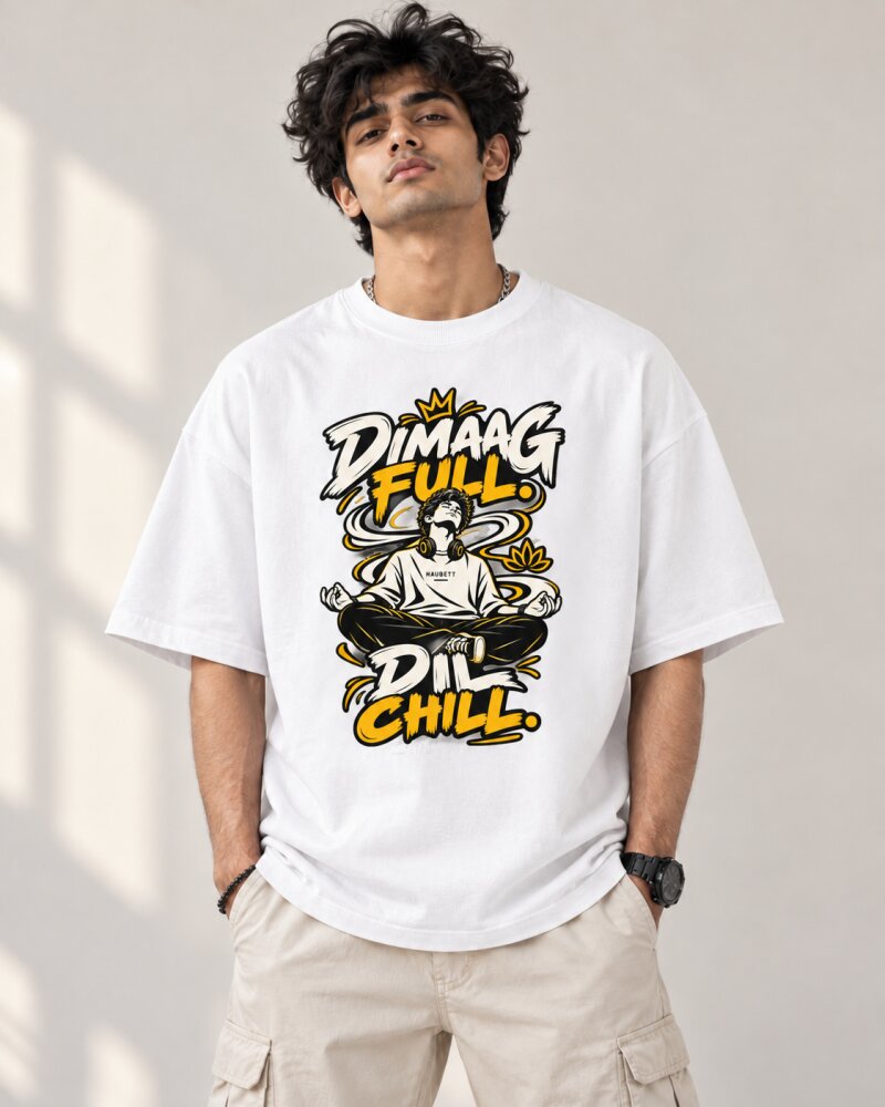 Dimag Khali White Oversized T-Shirt - Haubett India product image