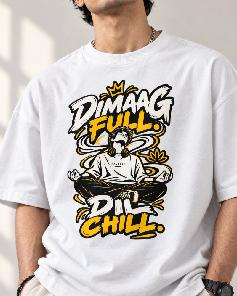 Dimag Khali White Oversized T-Shirt - Haubett India product image