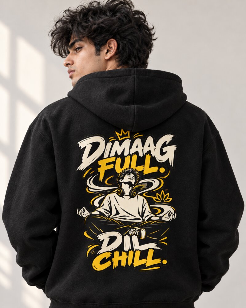 Dimag Khali Black Zipper Hoodie - Haubett India product image