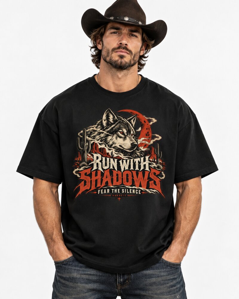 Run With Shadows Black Oversized T-Shirt - Haubett India product image