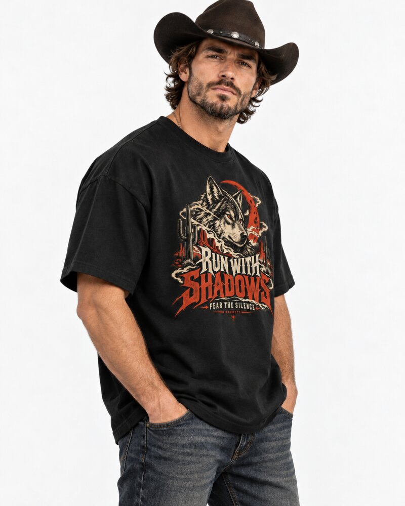 Run With Shadows Black Oversized T-Shirt - Haubett India product image
