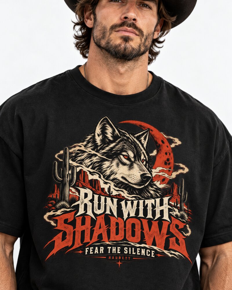 Run With Shadows Black Oversized T-Shirt - Haubett India product image