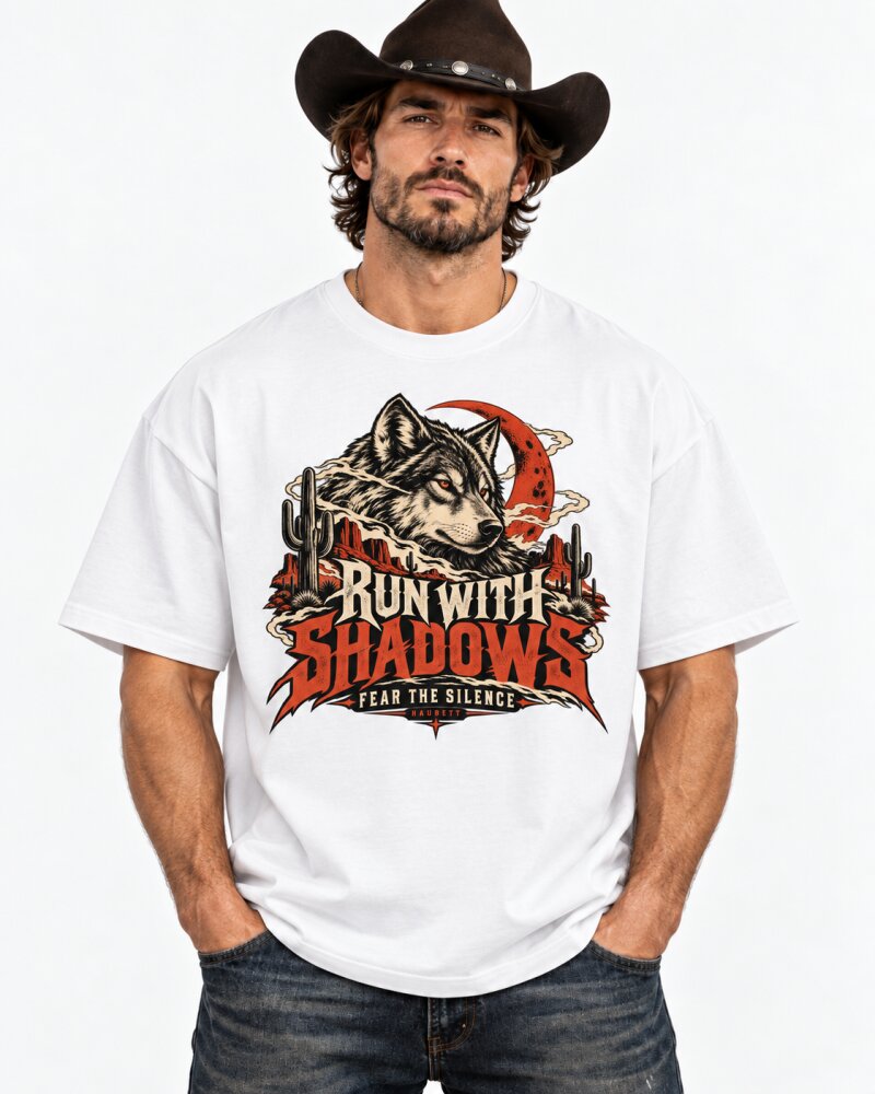 Run With Shadows White Oversized T-Shirt - Haubett India product image
