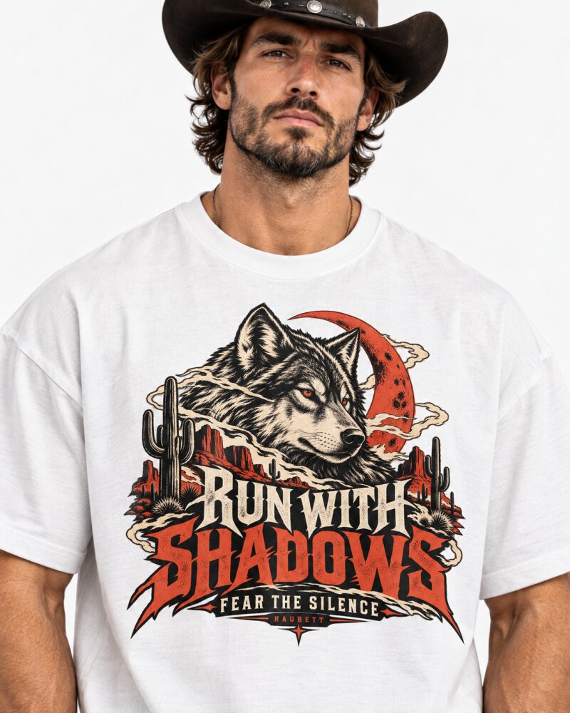 Run With Shadows White Oversized T-Shirt - Haubett India product image