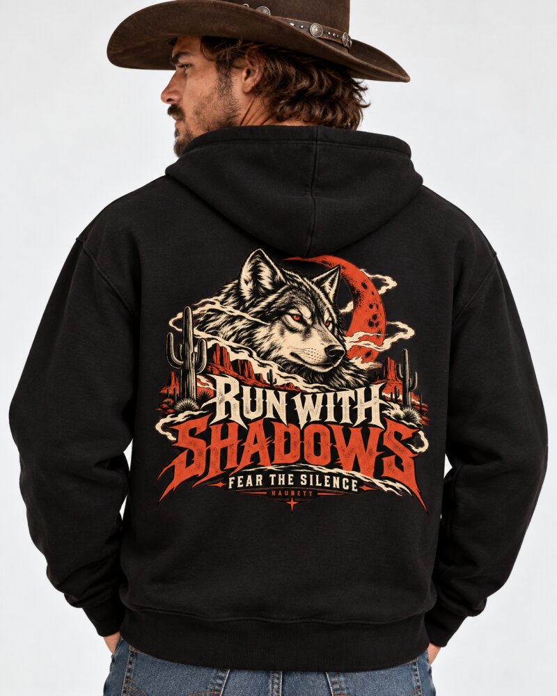 Run With Shadows Black Zipper Hoodie - Haubett India product image