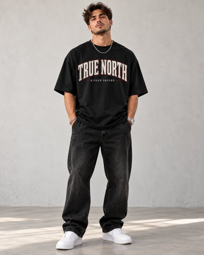 True North Black Oversized T-Shirt - Haubett India product image