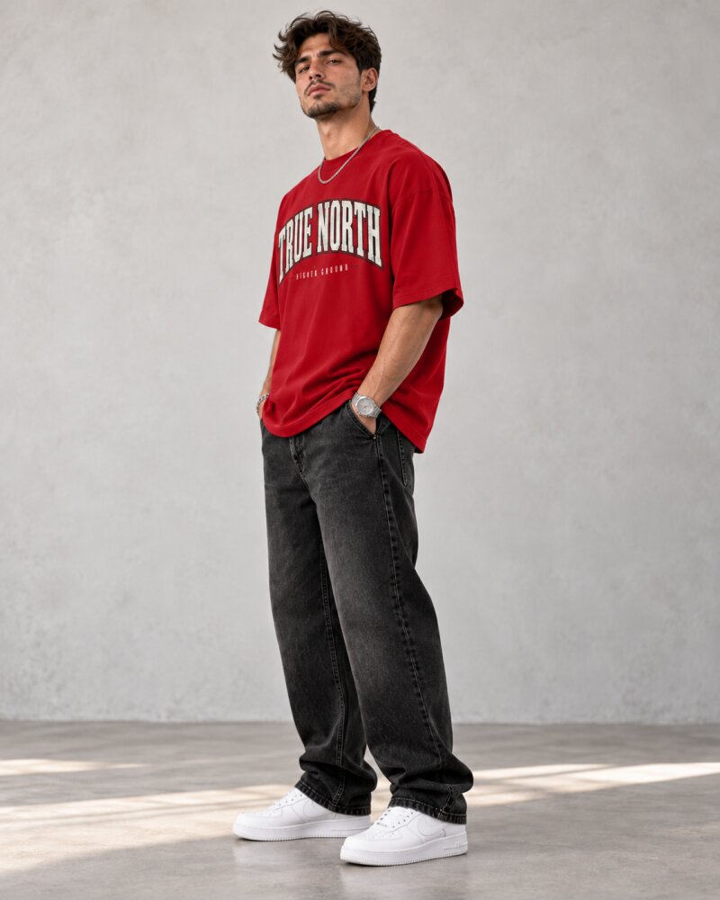 True North Red Oversized T-Shirt - Haubett India product image