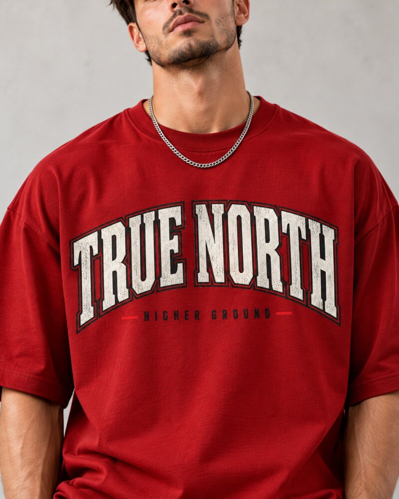True North Red Oversized T-Shirt - Haubett India product image