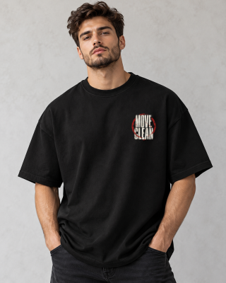 Move Clean Black Oversized T-Shirt - Haubett India product image
