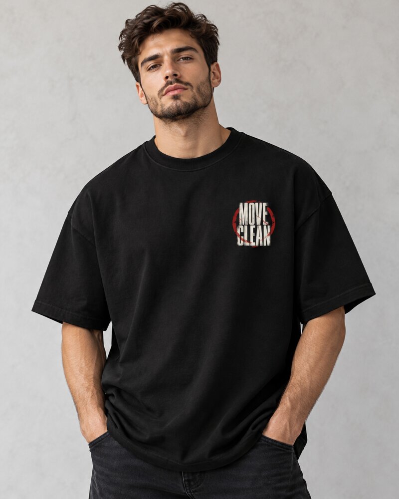 Move Clean Black Oversized T-Shirt - Haubett India product image