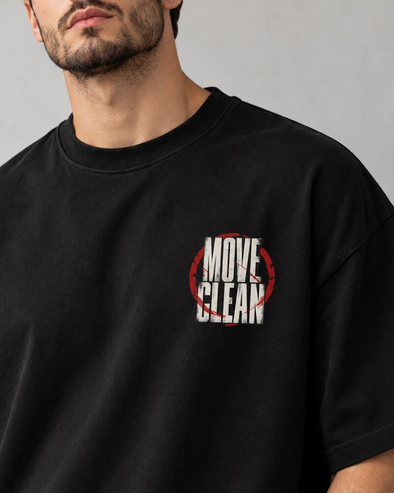 Move Clean Black Oversized T-Shirt - Haubett India product image