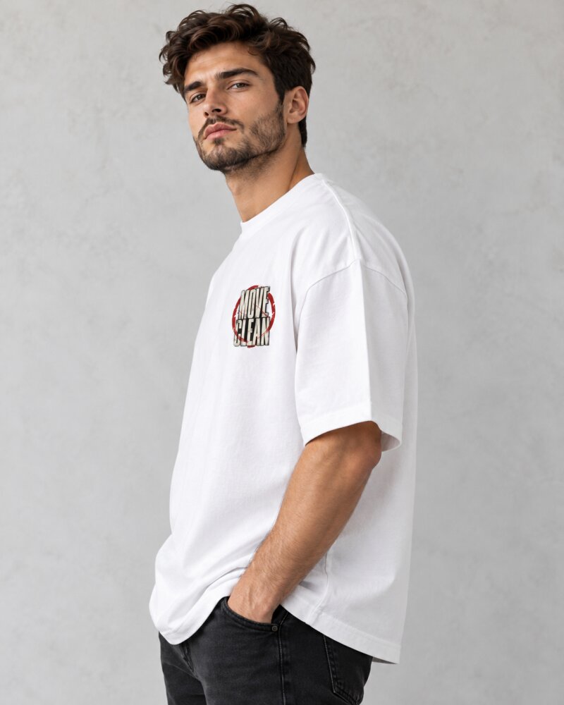 Move Clean White Oversized T-Shirt - Haubett India product image