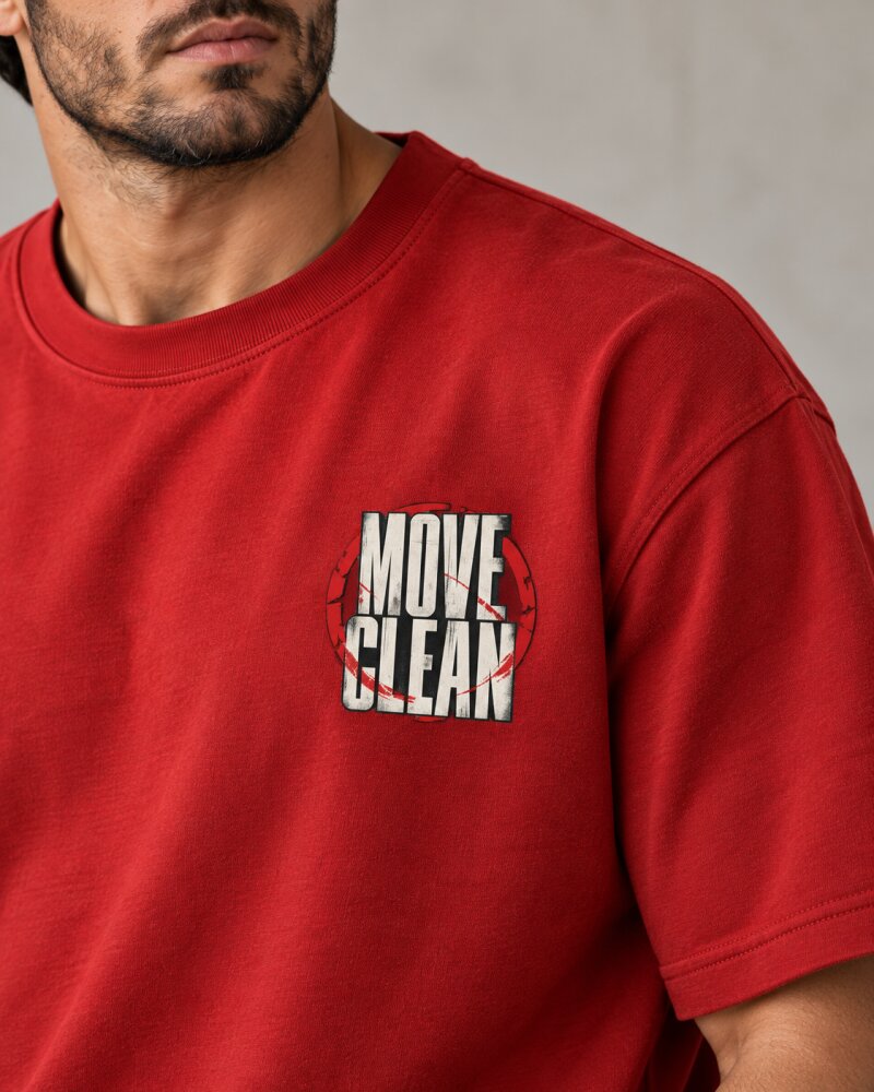 Move Clean Red Oversized T-Shirt - Haubett India product image
