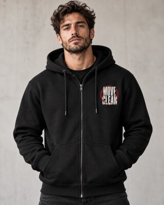 Move Clean Black Zipper Hoodie - Haubett India product image