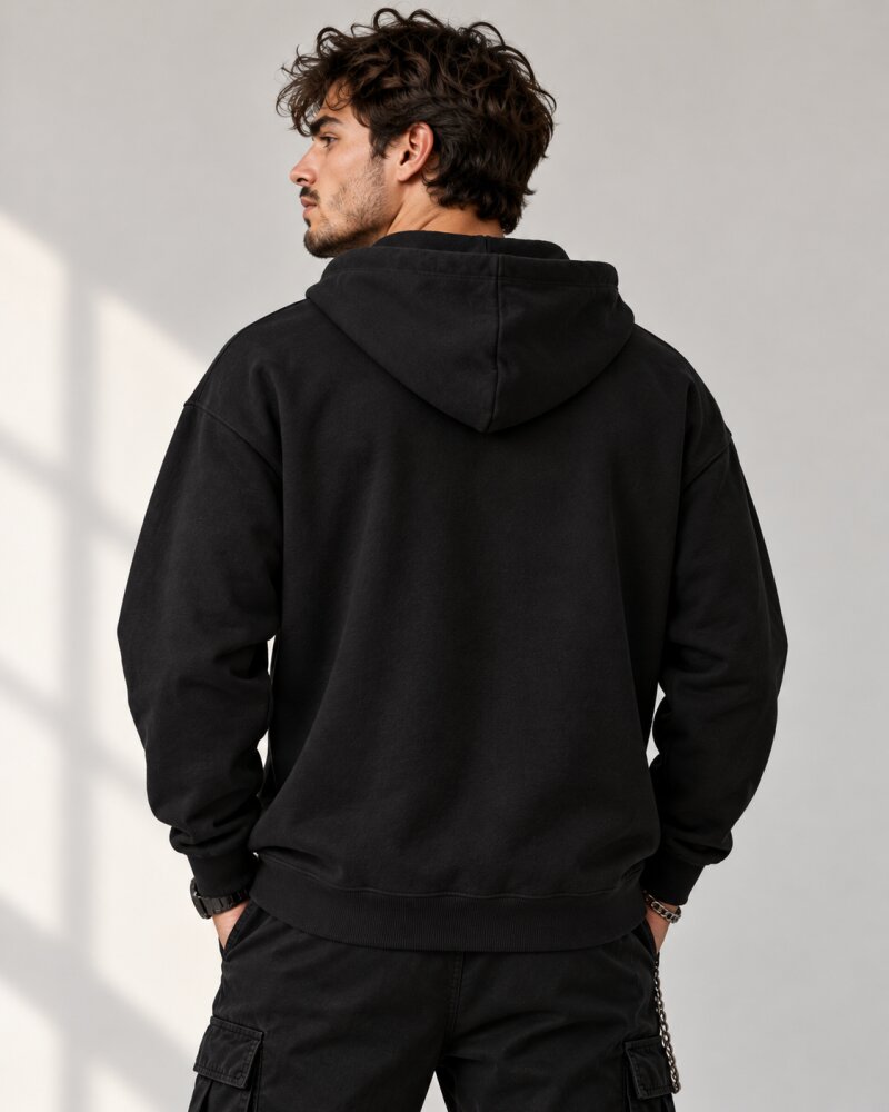 Move Clean Black Zipper Hoodie - Haubett India product image