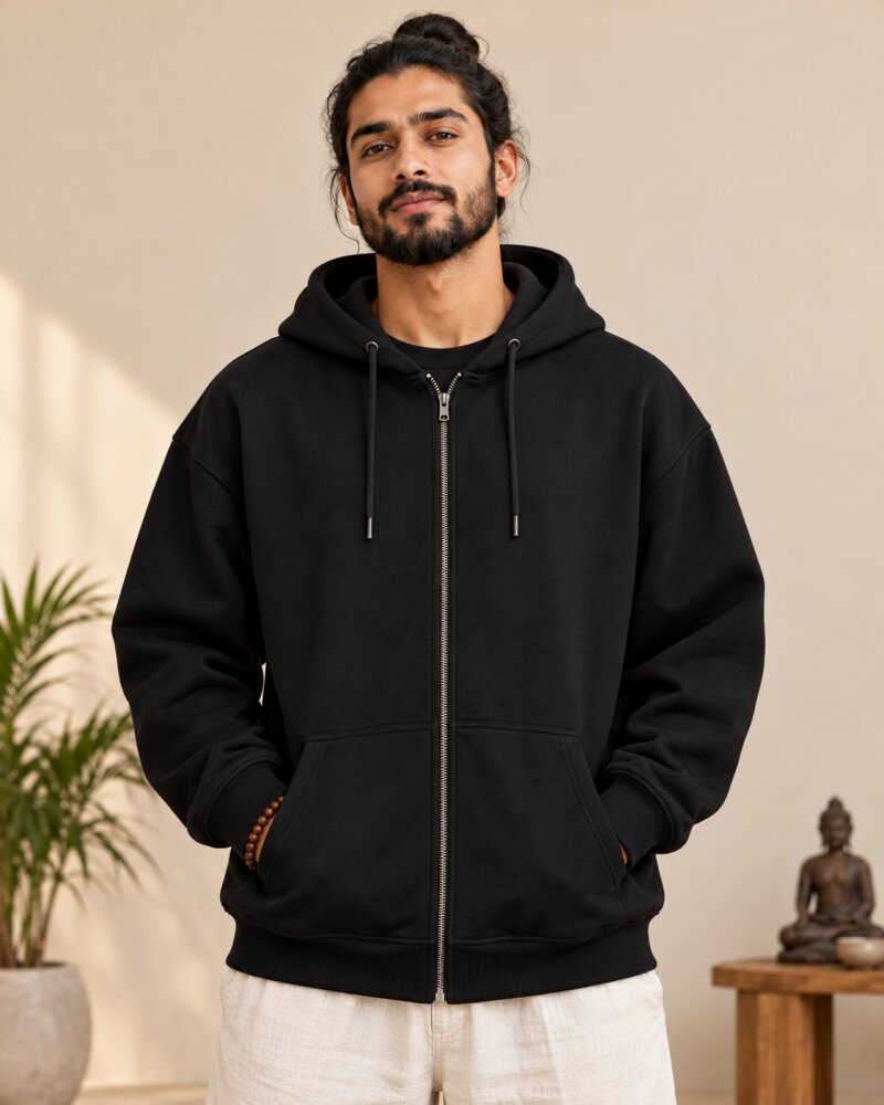 Chai Code Conquer Black Zipper Hoodie - Haubett India product image