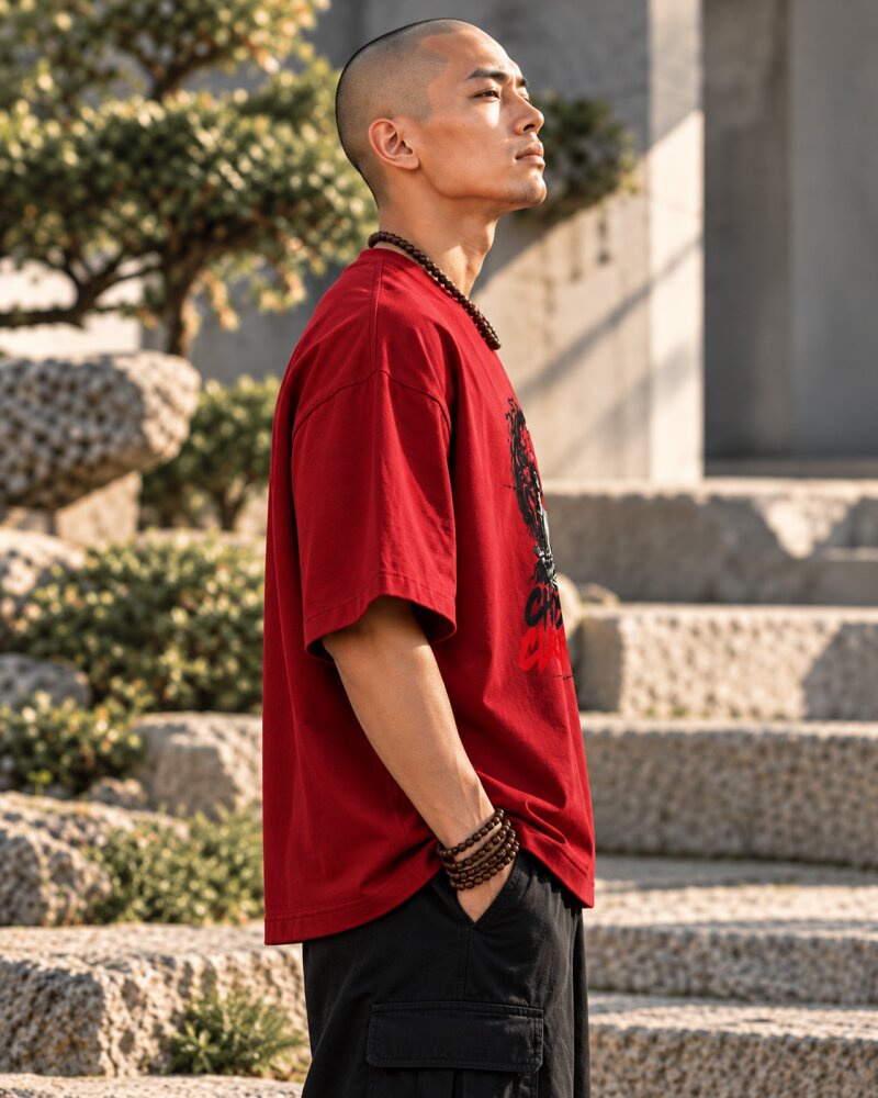 Chaos In Clarity Out Red Oversized T-Shirt - Haubett India product image