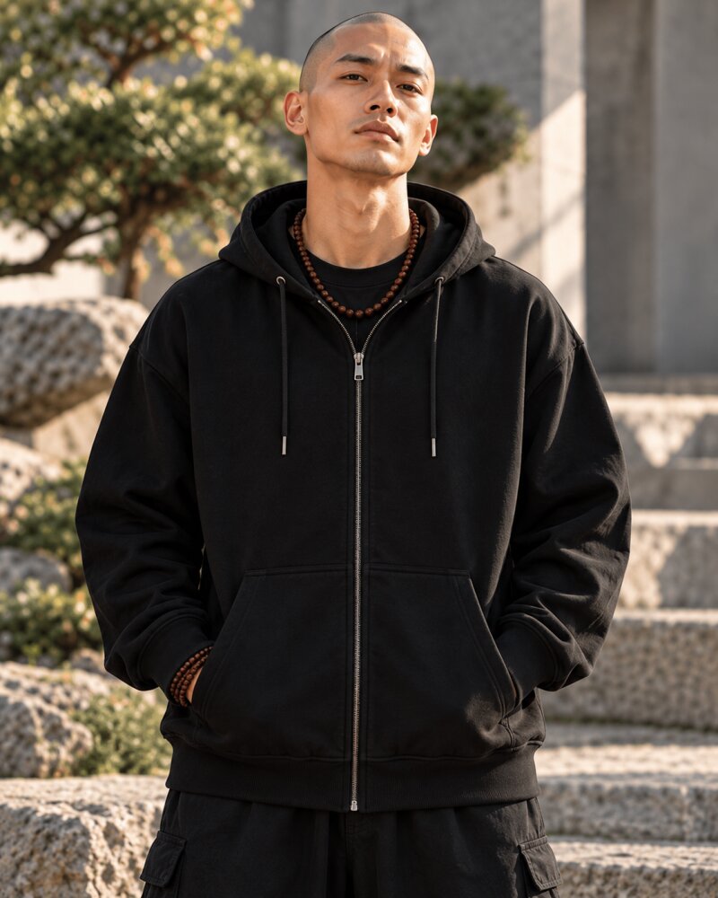 Chaos In Clarity Out Black Zipper Hoodie - Haubett India product image