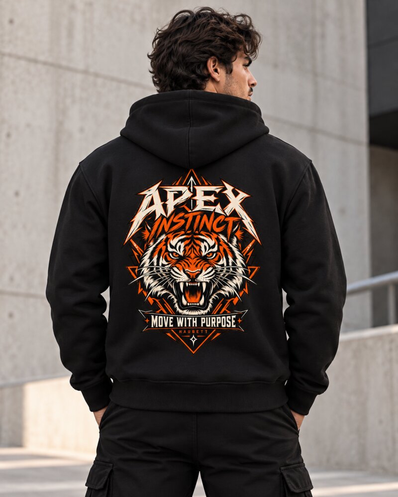 Apex Instinct Tiger Black Zipper Hoodie - Haubett India product image