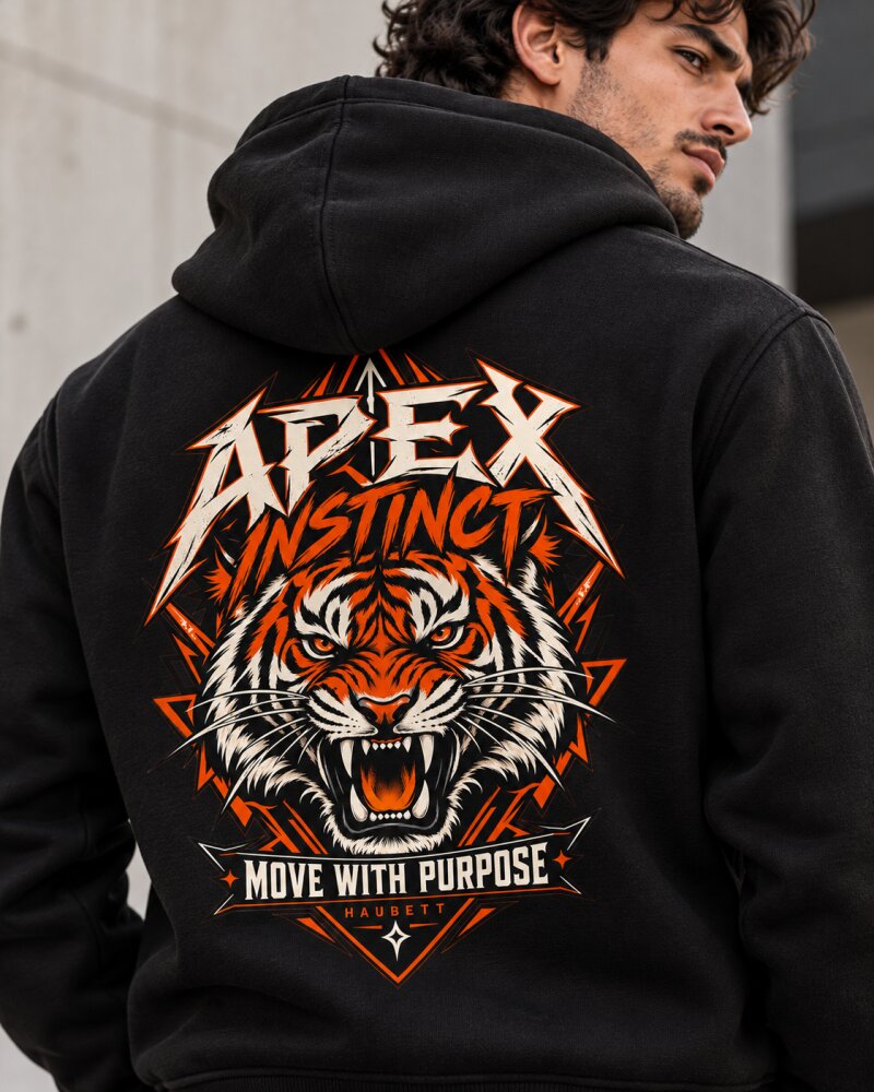 Apex Instinct Tiger Black Zipper Hoodie - Haubett India product image