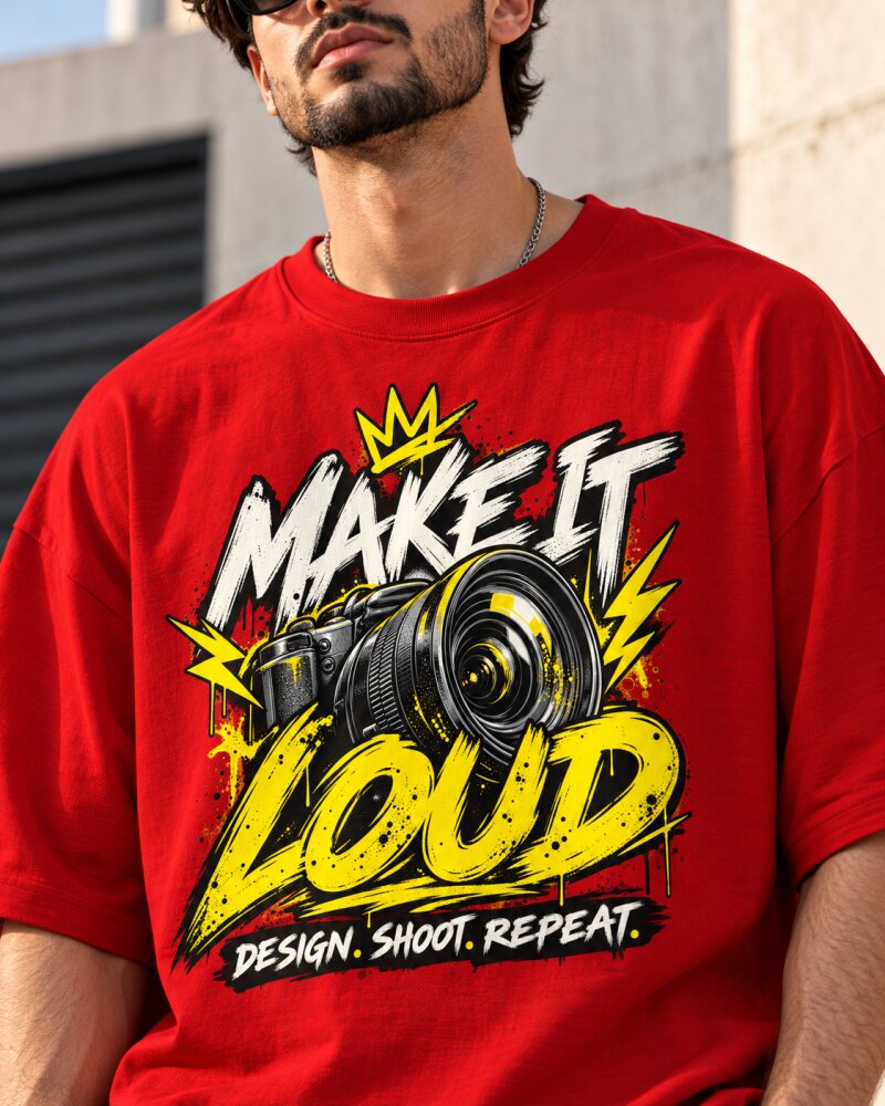 Make It Loud Red Oversized T-Shirt - Haubett India product image