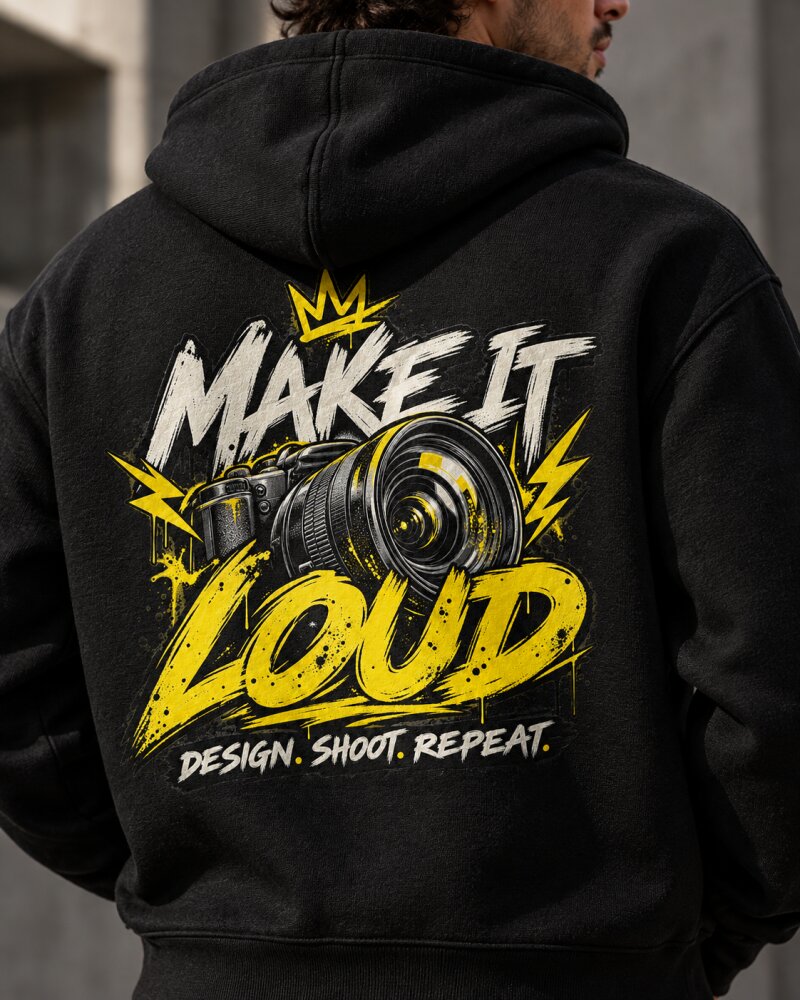 Make It Loud Black Zipper Hoodie - Haubett India product image