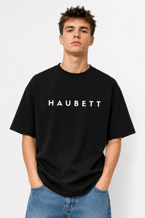 HAUBETT Signature Oversized T-Shirt for Men | Black Premium Cotton Streetwear